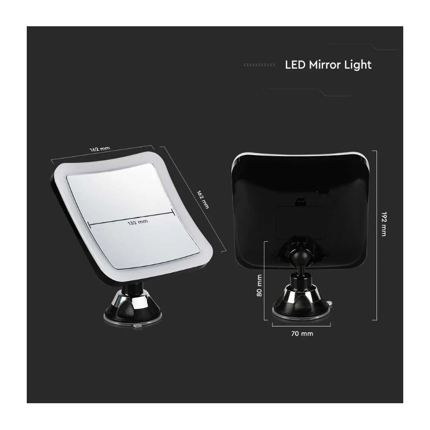 Espejo cosmético LED LED/3,2W/4,5V 3xAA IP44