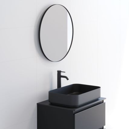 Espejo de baño BORGSTED, diámetro 60 cm, negro