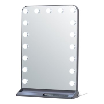 Espejo de maquillaje LED regulable HOLLYWOOD LED/18W/230V 3000/4200/6000K gris