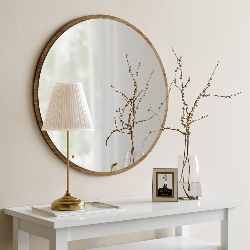 Espejo de pared AYNA diámetro 60 cm marrón