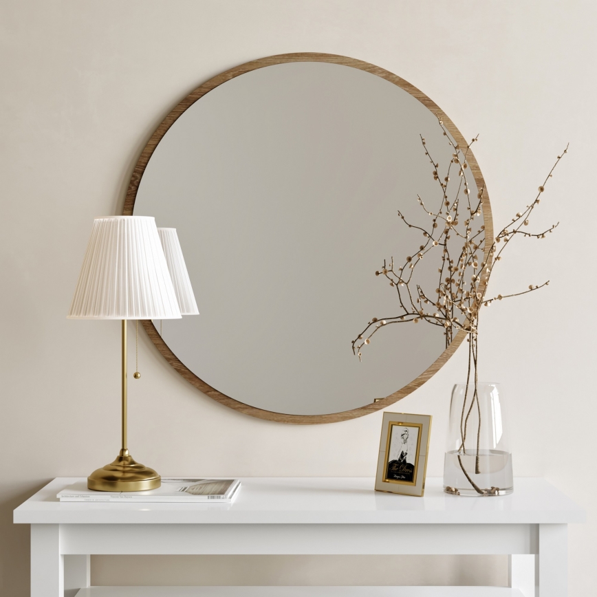Espejo de pared AYNA diámetro 60 cm marrón