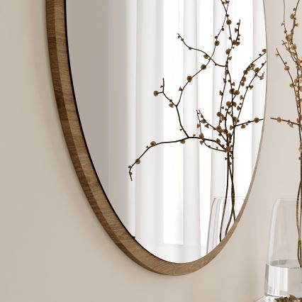 Espejo de pared AYNA diámetro 60 cm marrón