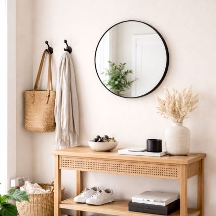 Espejo de pared CHICAGO Ø 40 cm negro