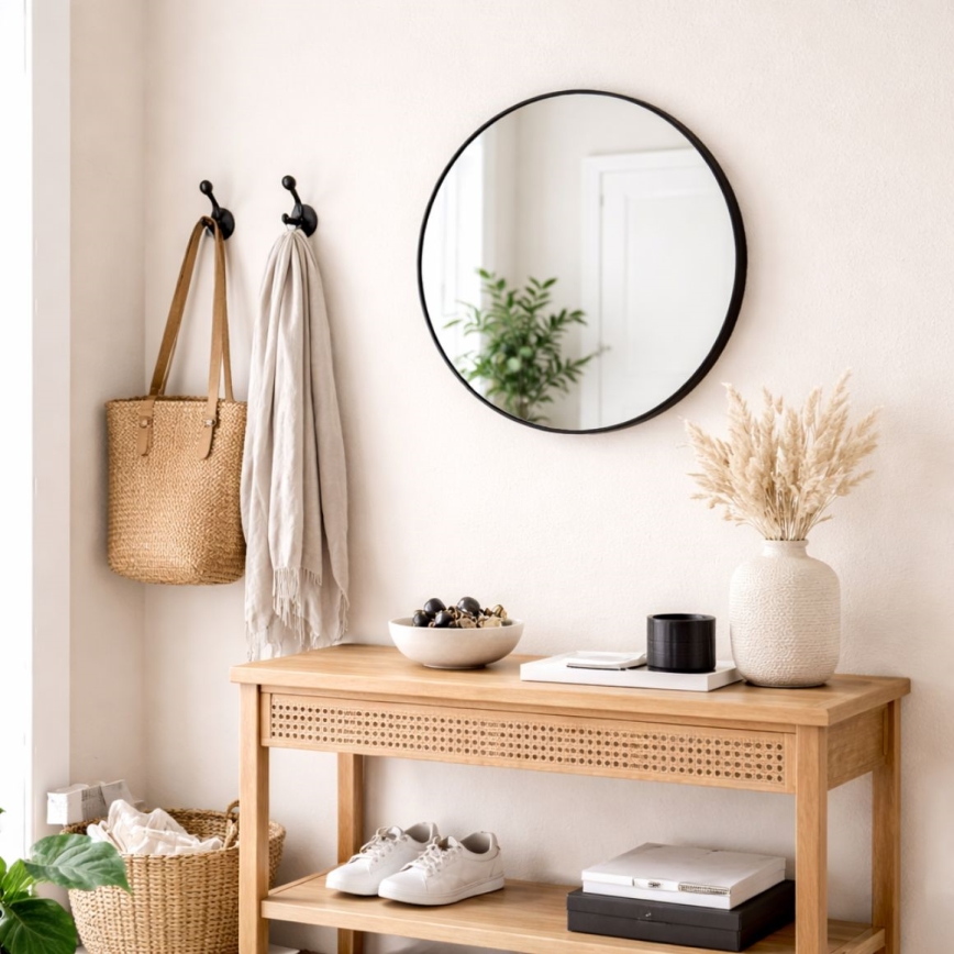 Espejo de pared CHICAGO Ø 40 cm negro