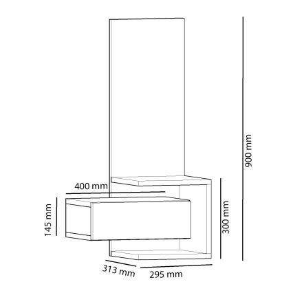 Espejo de pared con estante STELLA 90x49 cm marrón/antracita