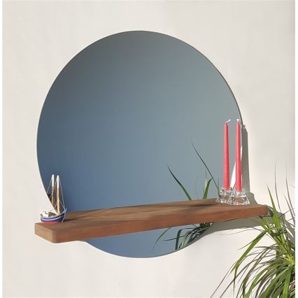 Espejo de pared con estante SUNSET 70x70 cm pino