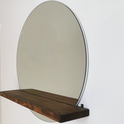 Espejo de pared con estante SUNSET 70x70 cm pino