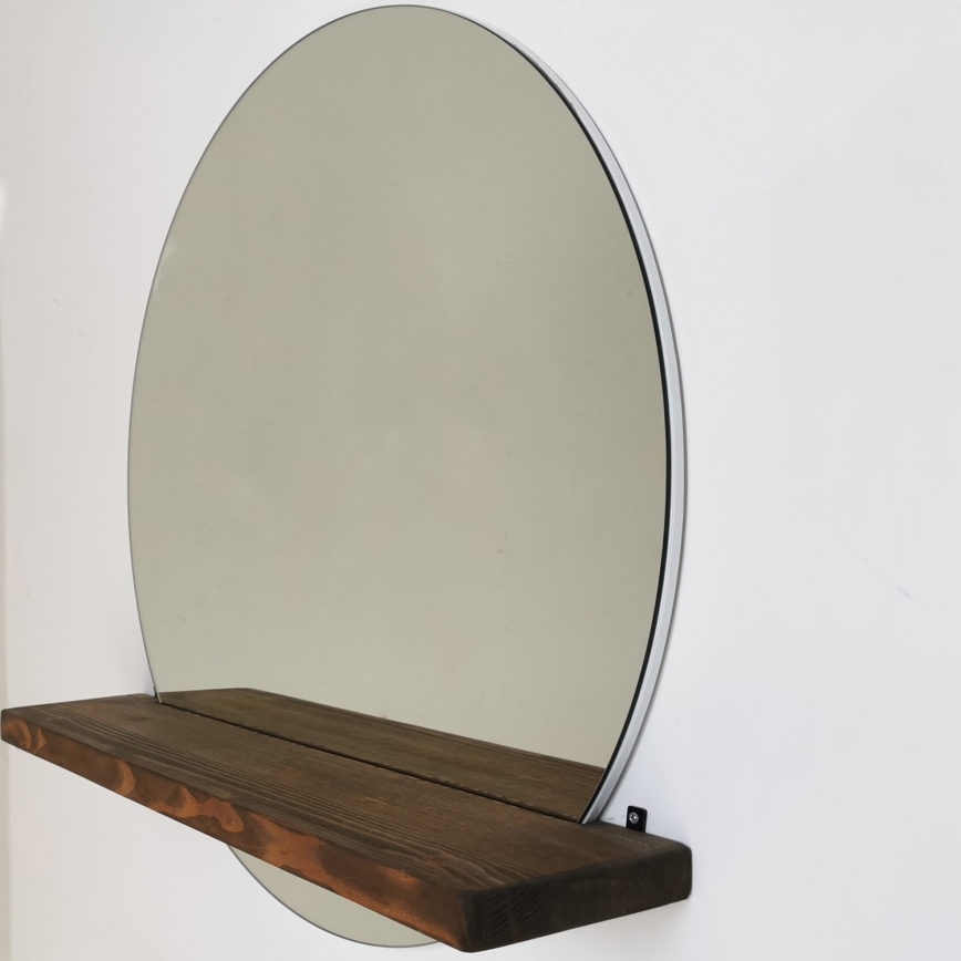 Espejo de pared con estante SUNSET 70x70 cm pino
