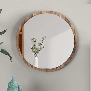 Espejo de pared diá. 45 cm nogal