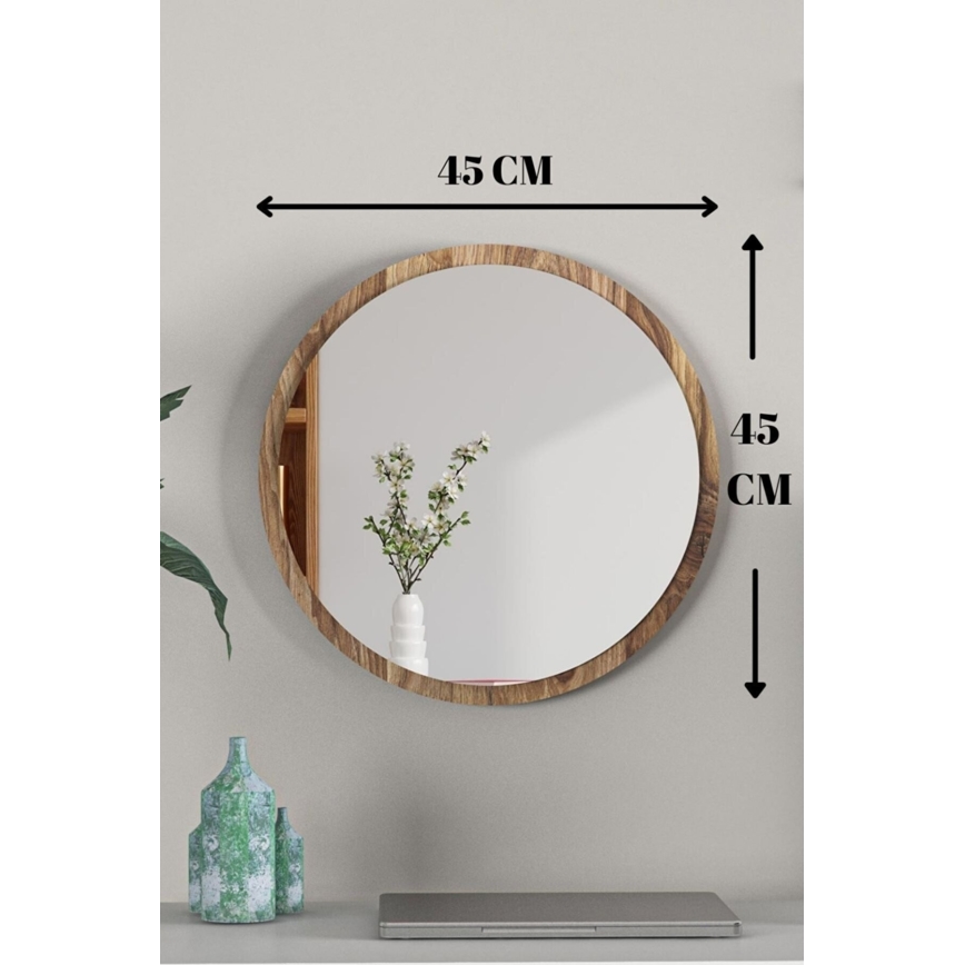 Espejo de pared diá. 45 cm nogal