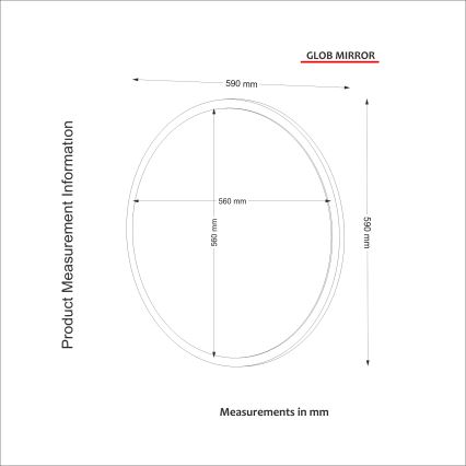 Espejo de pared GLOB diámetro 59 cm blanco
