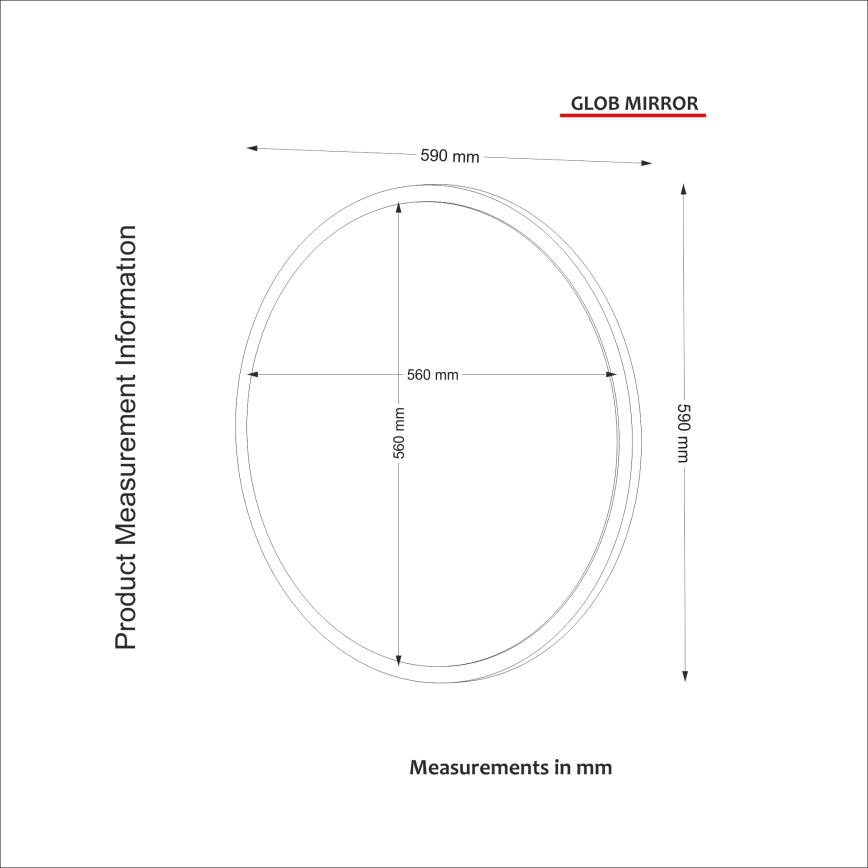Espejo de pared GLOB diámetro 59 cm blanco