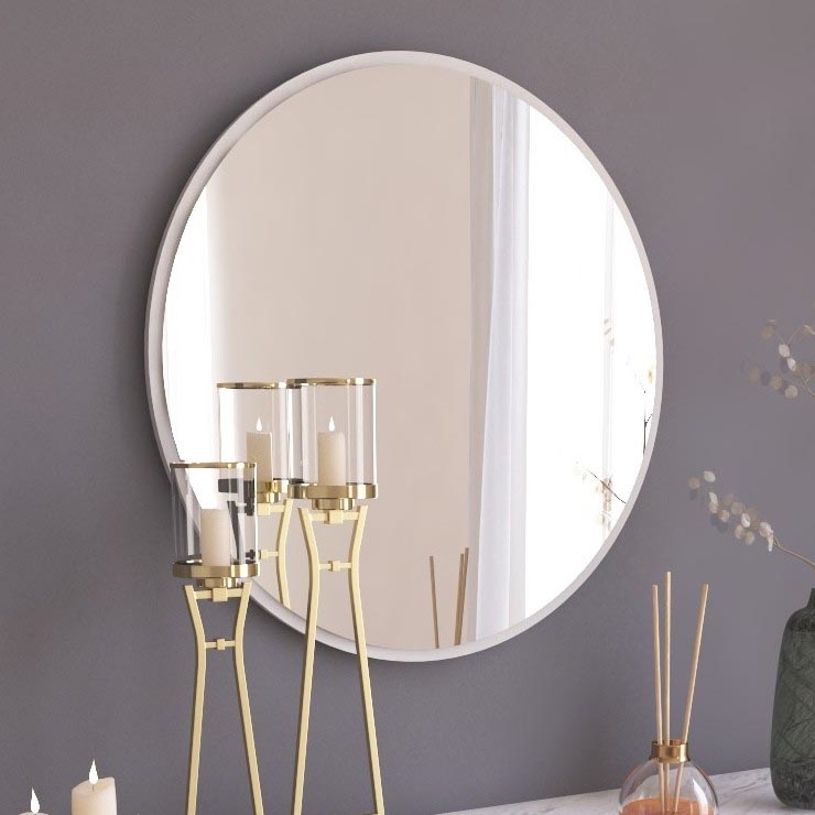 Espejo de pared OZZE diá. 60 cm blanco
