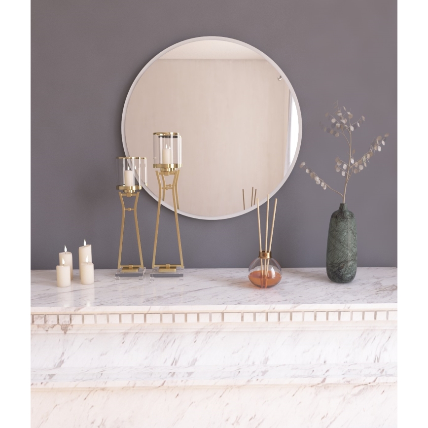 Espejo de pared OZZE diá. 60 cm blanco