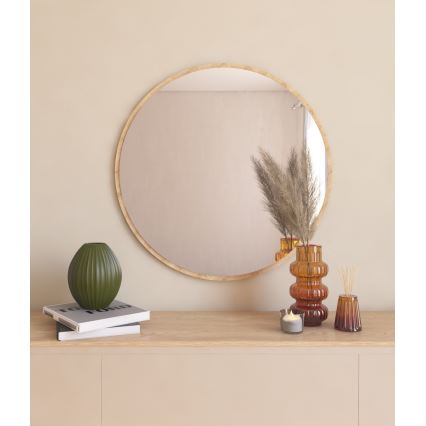 Espejo de pared OZZE diá. 60 cm marrón