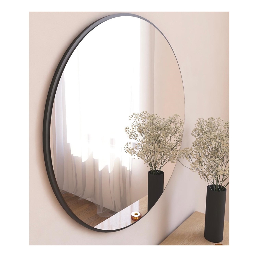 Espejo de pared OZZE diá. 60 cm negro