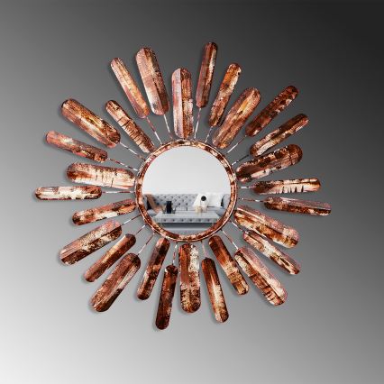 Espejo de pared SOL diá. 75 cm marrón