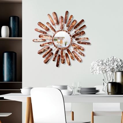 Espejo de pared SOL diá. 75 cm marrón