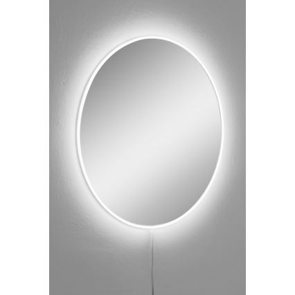 Espejo de pared LED redondo con iluminación, diámetro 60 cm, blanco