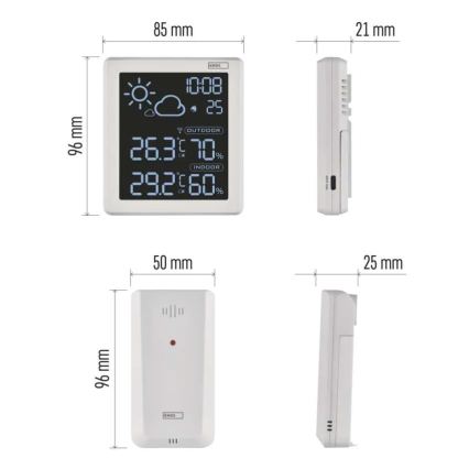 Estación meteorológica 5V, 2x AAA + 2x AAA, negra