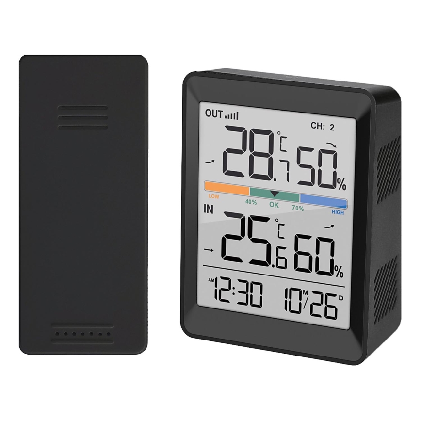 Estacion meteorologica con despertador 2xAAA + 2xAAA negro
