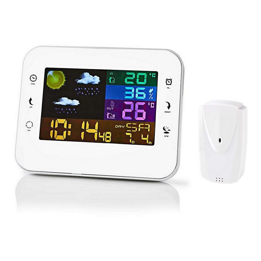 Estacion meteorologica con pantalla LCD a color 230V/3xAAA + 2xAA blanco