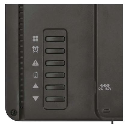 Estación meteorológica con pantalla LCD a color y despertador, 5V, 3xAAA + 2xAA, negra