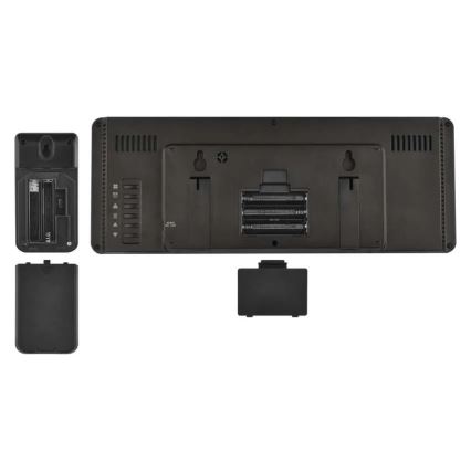 Estación meteorológica con pantalla LCD a color y despertador, 5V, 3xAAA + 2xAA, negra