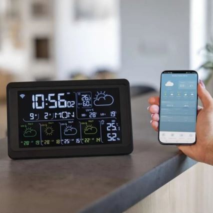 Estacion meteorologica con pantalla LCD GoSmart 230V/3xAAA + 2×AAA Wi-Fi Tuya negro