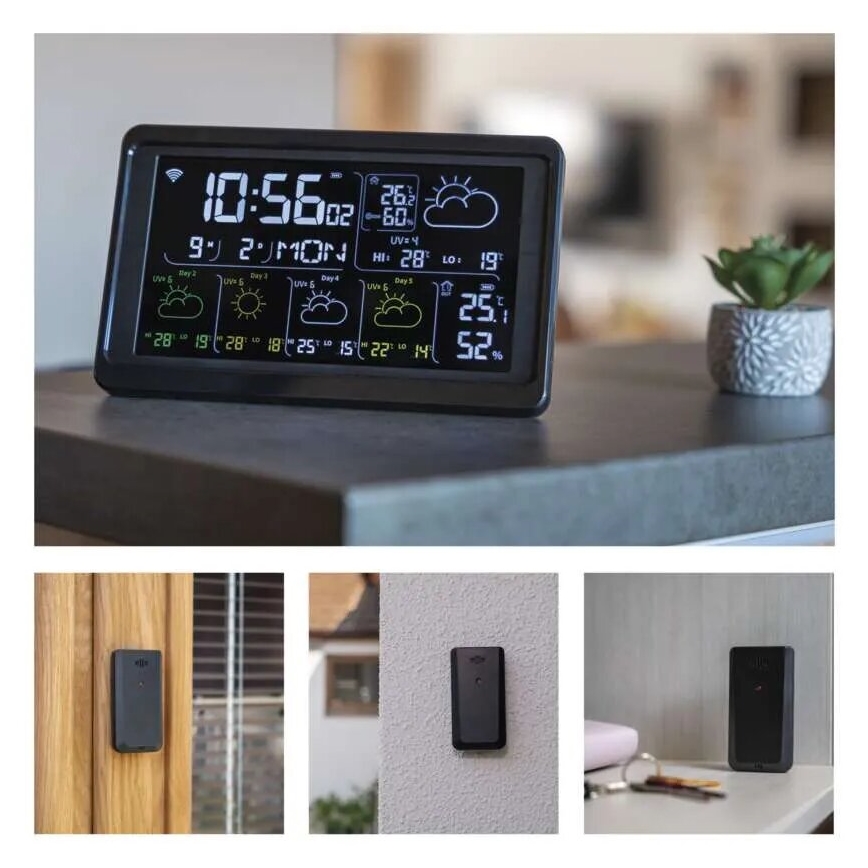 Estacion meteorologica con pantalla LCD GoSmart 230V/3xAAA + 2×AAA Wi-Fi Tuya negro
