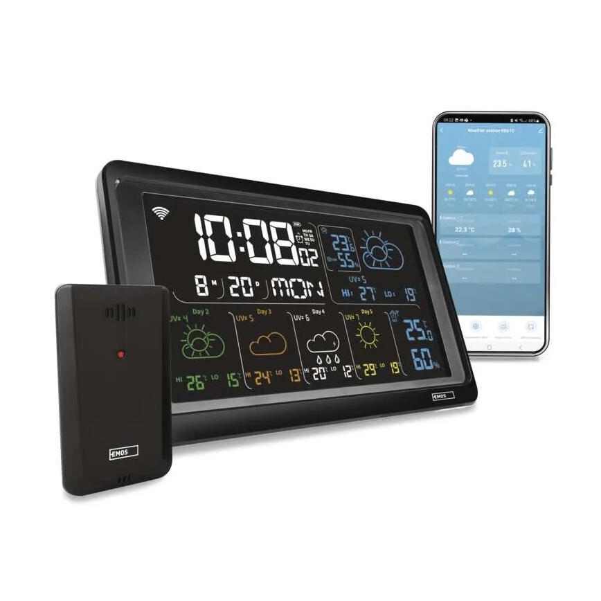 Estacion meteorologica con pantalla LCD GoSmart 230V/3xAAA + 2×AAA Wi-Fi Tuya negro
