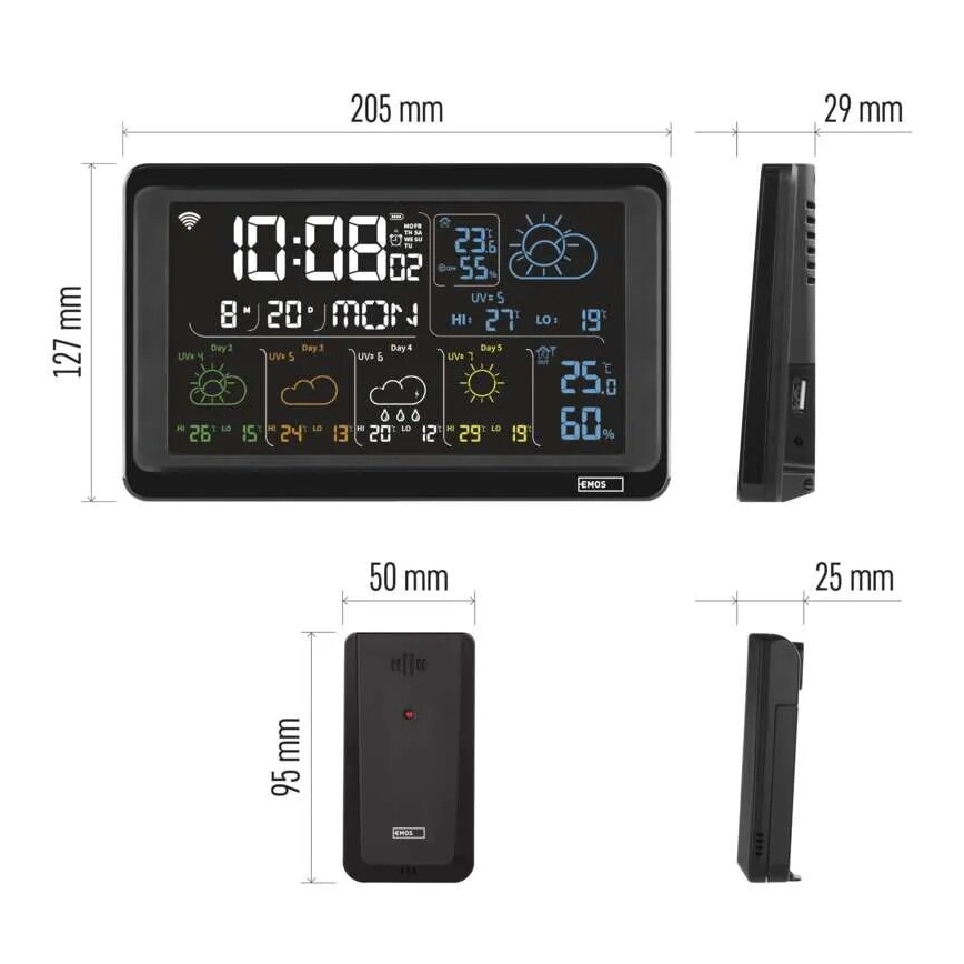 Estacion meteorologica con pantalla LCD GoSmart 230V/3xAAA + 2×AAA Wi-Fi Tuya negro