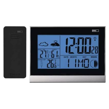 Estación meteorológica inalámbrica con despertador 3xAAA + 2xAAA negro