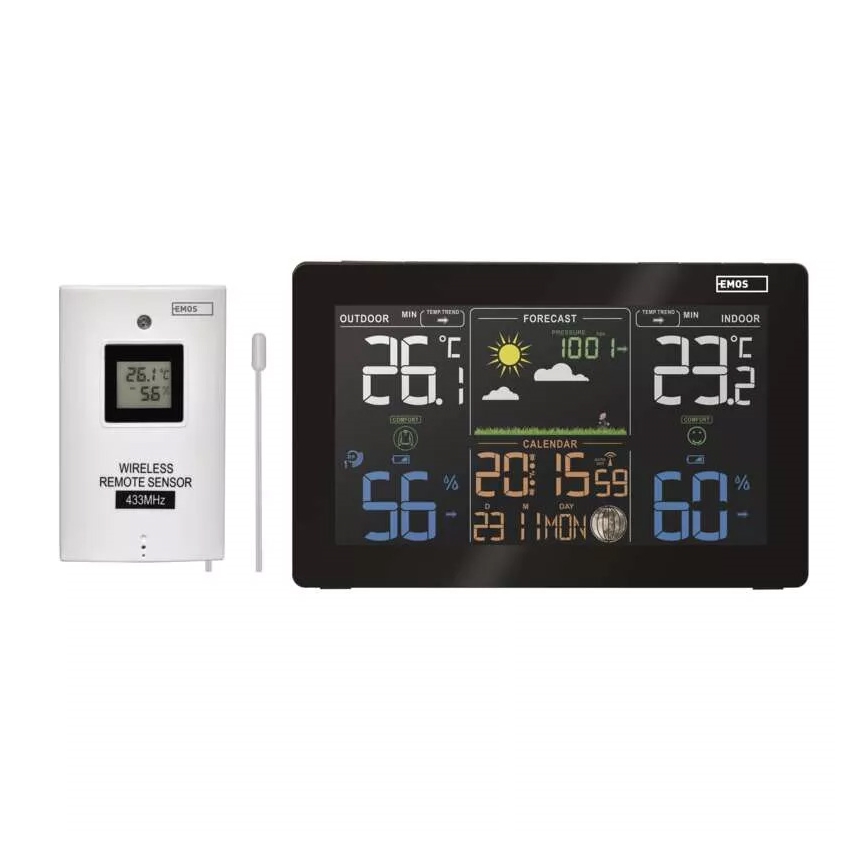 Estación meteorológica inalámbrica con despertador 5V/3xAAA + 2xAAA negro