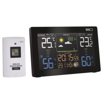 Estación meteorológica inalámbrica con despertador 5V/3xAAA + 2xAAA negro
