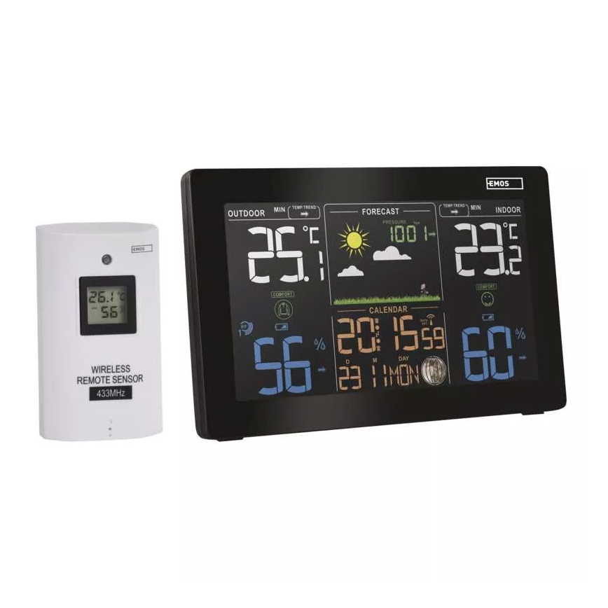 Estación meteorológica inalámbrica con despertador 5V/3xAAA + 2xAAA negro