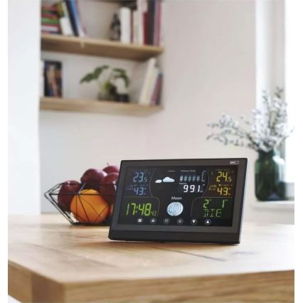 Estación meteorológica inalámbrica con despertador 3xAAA/5V + 2xAAA negro