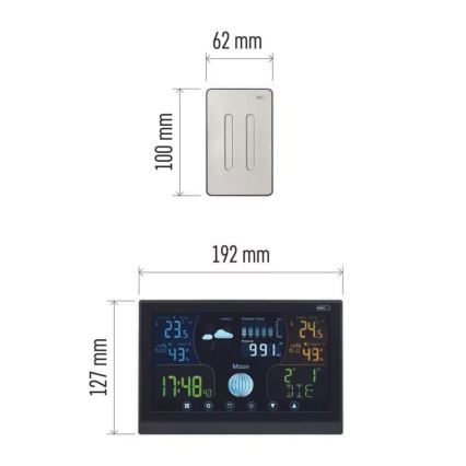 Estación meteorológica inalámbrica con despertador 3xAAA/5V + 2xAAA negro