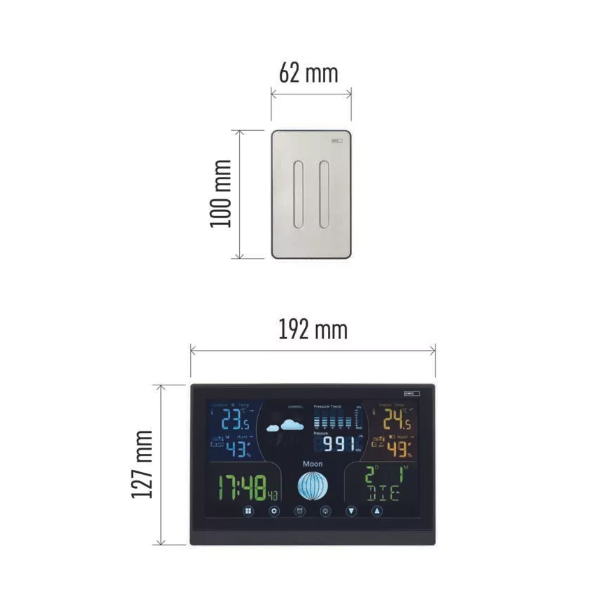 Estación meteorológica inalámbrica con despertador 3xAAA/5V + 2xAAA negro