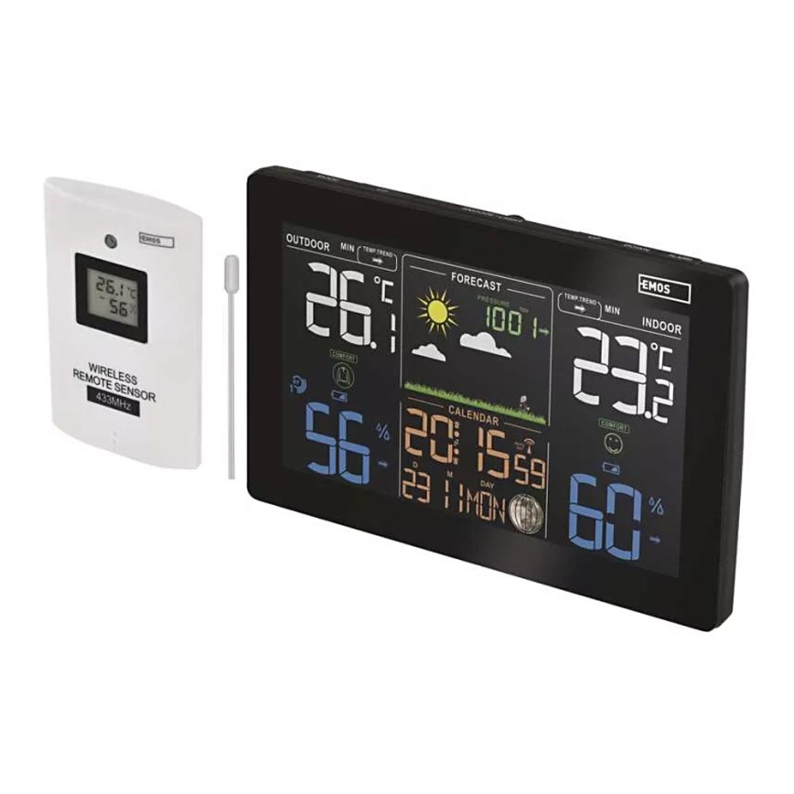 Estación meteorológica inalámbrica con despertador 5V/3xAAA + 2xAAA negro