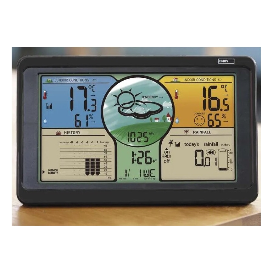 Estación meteorológica inalámbrica Con pantalla LCD a color y con un pluviómetro 3xAAA negro