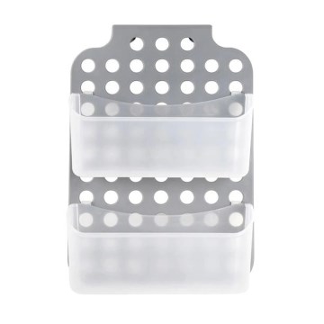 Estante de ducha colgante de dos niveles 12x35,5 cm gris/blanco