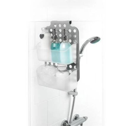 Estante de ducha colgante de dos niveles 12x35,5 cm gris/blanco