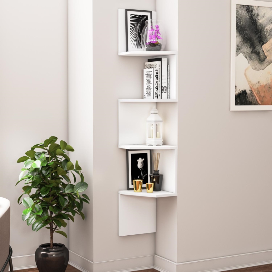 Estante de esquina de pared DESALDO 155,2x29,6 cm blanco