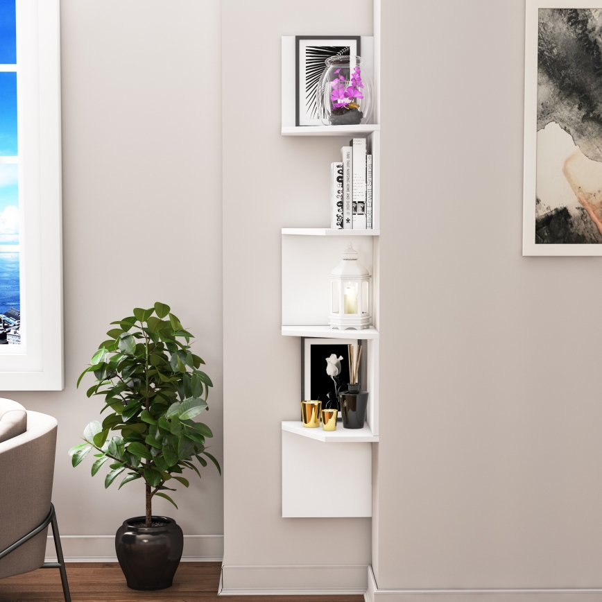 Estante de esquina de pared DESALDO 155,2x29,6 cm blanco