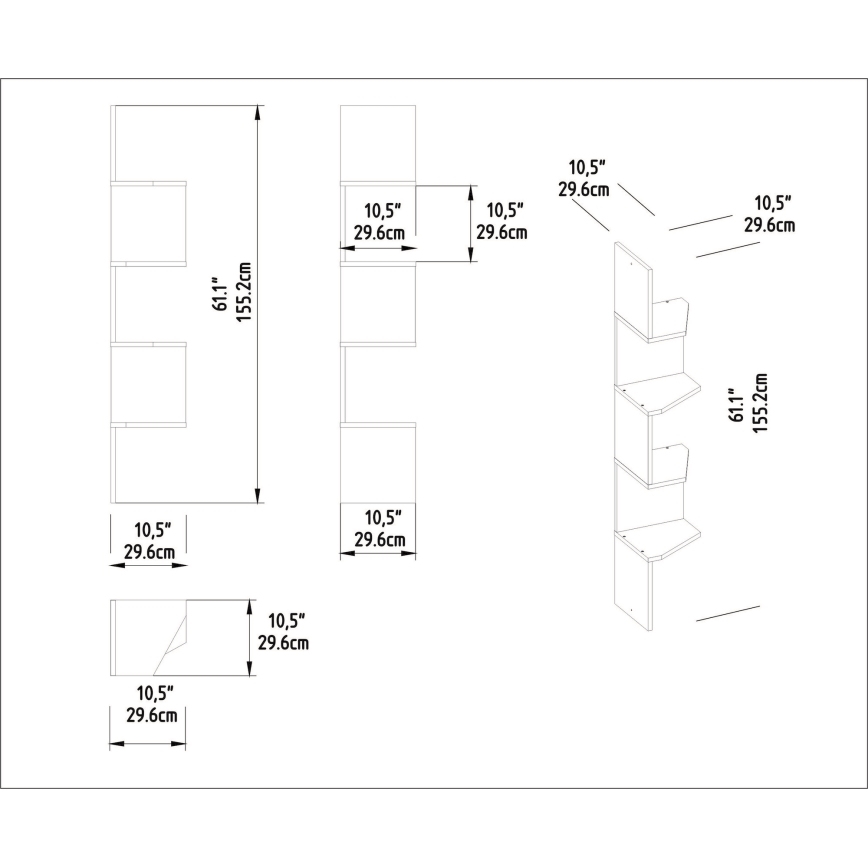 Estante de esquina de pared DESALDO 155,2x29,6 cm blanco