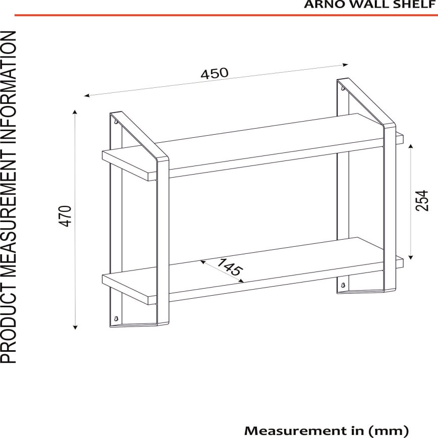 Estante de pared ARNO 47x45 cm marrón/negro