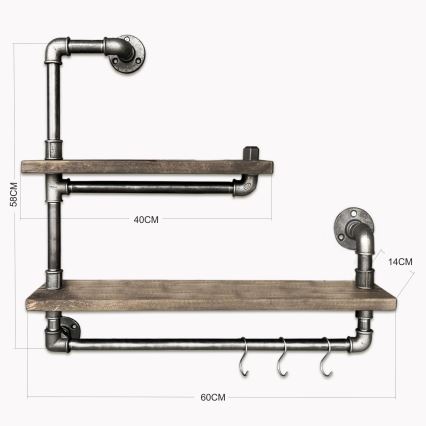 Estante de pared BORURAF 58x60 cm abeto