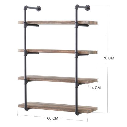 Estante de pared BORURAF 70x60 cm marrón/gris