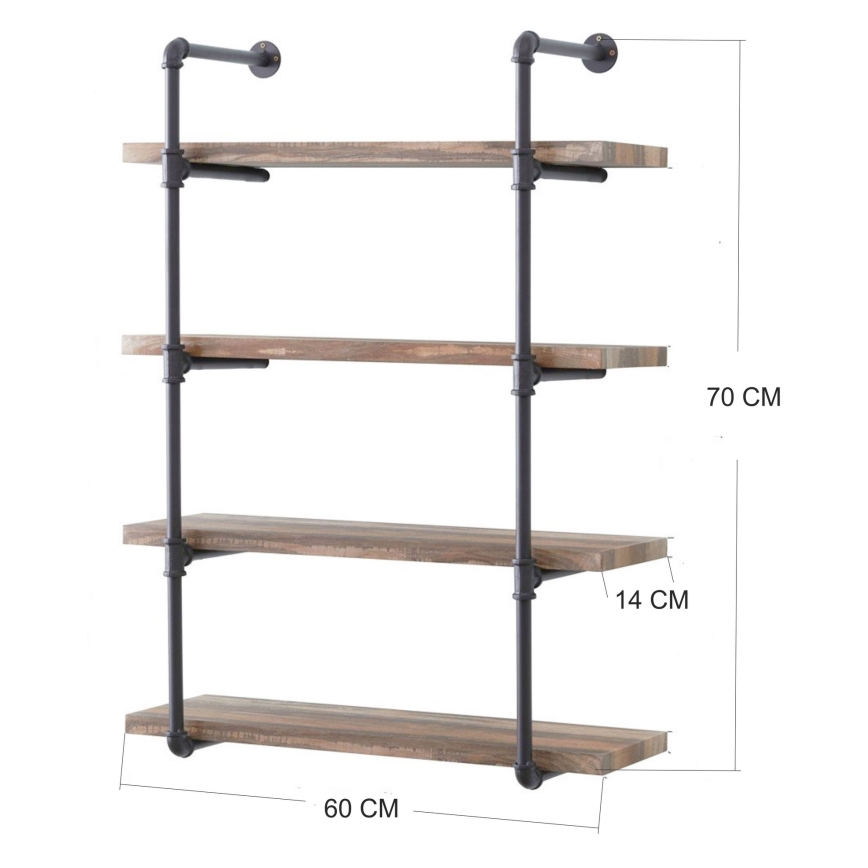 Estante de pared BORURAF 70x60 cm marrón/gris